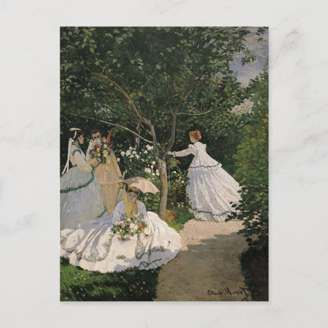 Frauen Claude Monets | im Garten, 1866 Postkarte (Vorderseite)