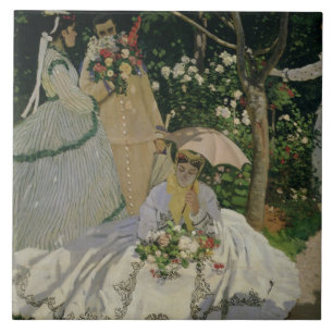 Frauen Claude Monets im Garten Fliese