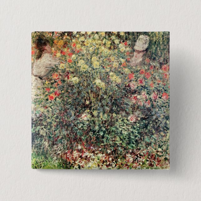 Frauen Claudes Monet | in den Blumen, 1875 Button (Vorderseite)