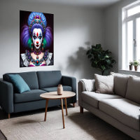 Frauen Clown farbenfrohe Haare rote Nase | Art der