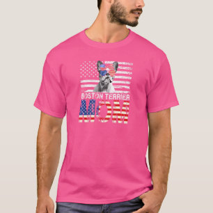 Frauen Cool Boston Terrier Mama Usa Flag Patriotic T-Shirt