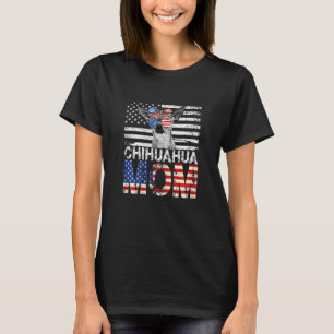 Frauen Cool Chihuahua Mama Usa Flaggenpatt Patriot T-Shirt