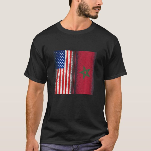 Frauen Cool Halb Amerikaner Halbe marokkanische Fl T-Shirt (Vorderseite)