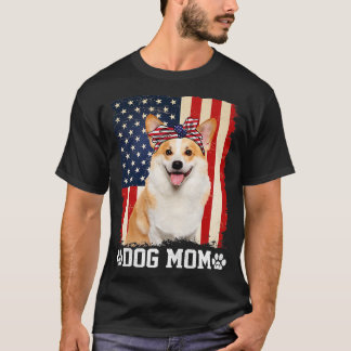 Frauen Coole Corgi Dog Mama American Flag Mutter D T-Shirt