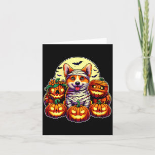 Frauen Corgi Mumie und Kürbisse Süß Halloween Karte