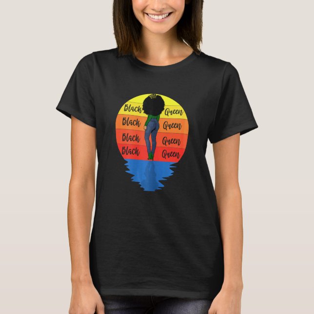 Frauen Curly Black Queen Afro American African T-Shirt (Vorderseite)