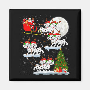 Frauen Dalmatiner Hund Weihnachtsmann Schlitten Fl Magnet