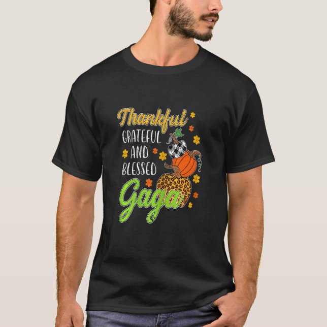Frauen dankbar dankbar, gesegnet Gaga Herbst T-Shirt (Vorderseite)