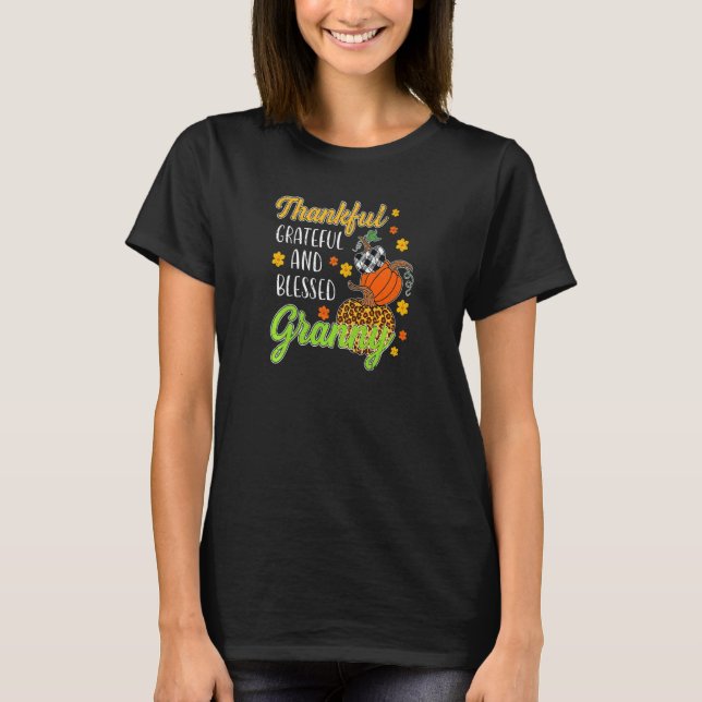 Frauen dankbar dankbar, gesegnet Granny Herbstfall T-Shirt (Vorderseite)