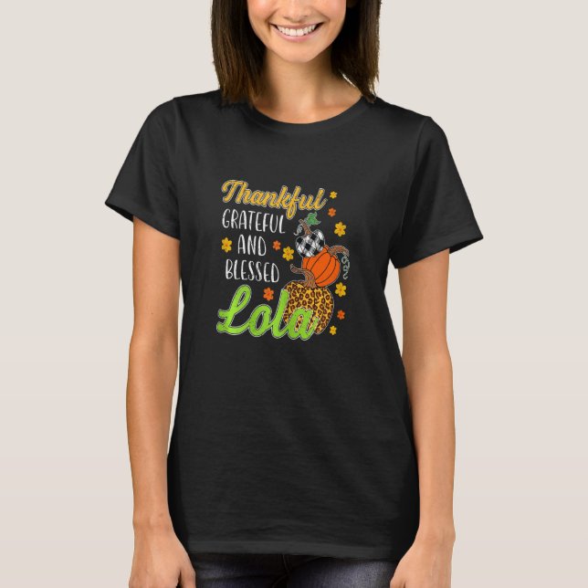 Frauen dankbar dankbar, gesegnet Lola Herbst T-Shirt (Vorderseite)