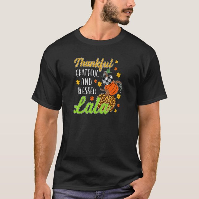 Frauen dankbar für den glücklichen, seligen Herbst T-Shirt (Vorderseite)