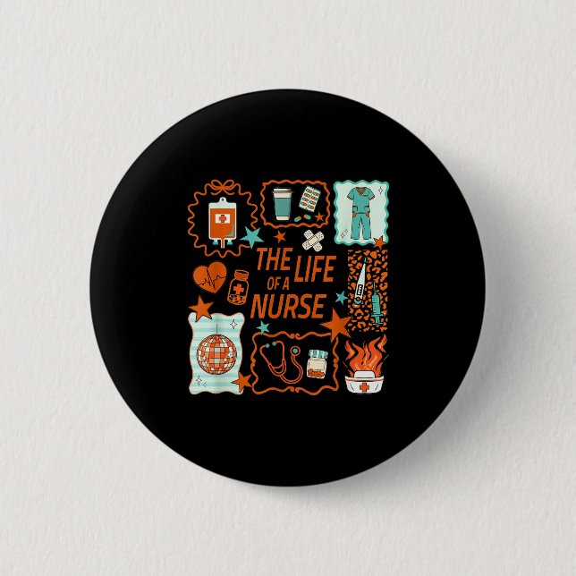 Frauen Das Leben Einer Krankenschwester Doodle Pfl Button (Vorderseite)