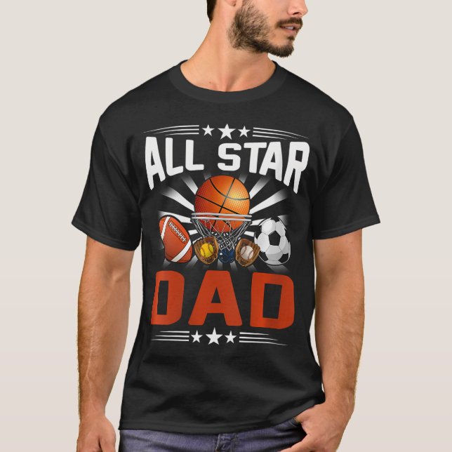 Frauen den ganzen Star-Vater des Basketball-Fußbal T-Shirt (Vorderseite)