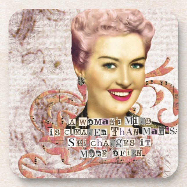 Frauen denken Digital Collage Pink Hair Lady Untersetzer (Vorderseite)