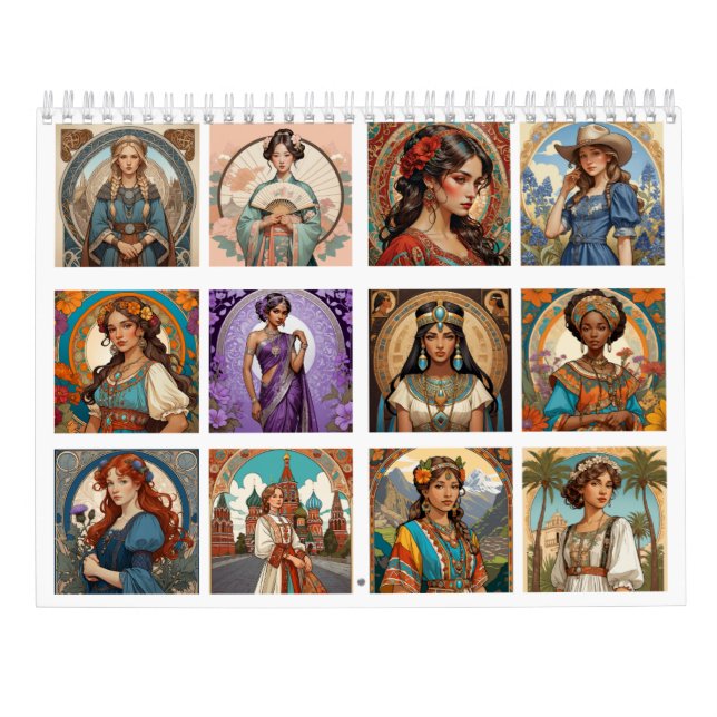 Frauen der Welt-Mucha-Stilkalender 2025 Kalender (Rückseite)