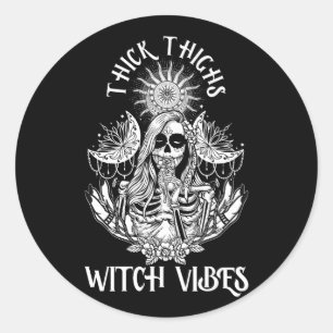 Frauen dick Oberschenkel Hexe Vibes Halloween Witc Runder Aufkleber