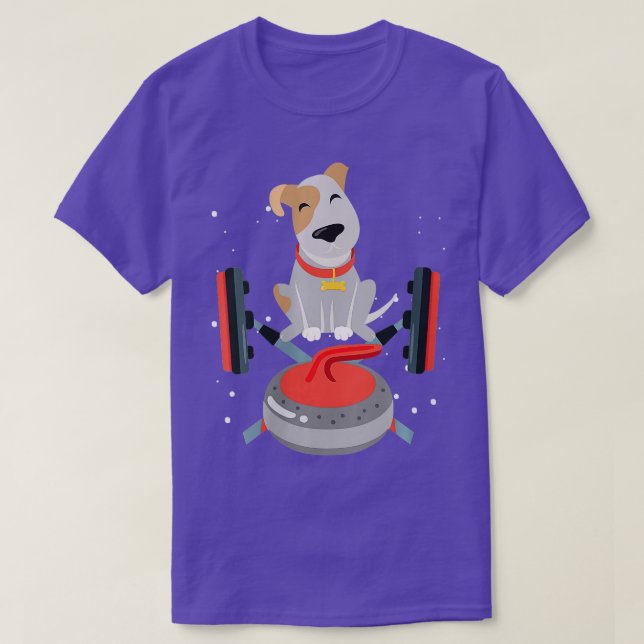 Frauen, die auf einem Curling Stone Curling Sport  T-Shirt (Design vorne)