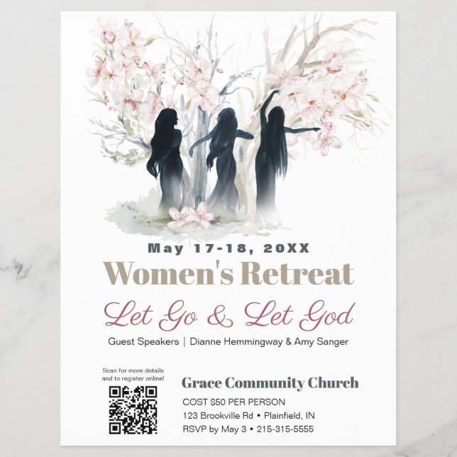 Frauen, die die Kirche verehren, kehren rosa Bäume Flyer (Vorne)