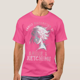 Frauen, die durch Anime und Ma-Skizzen leicht abge T-Shirt