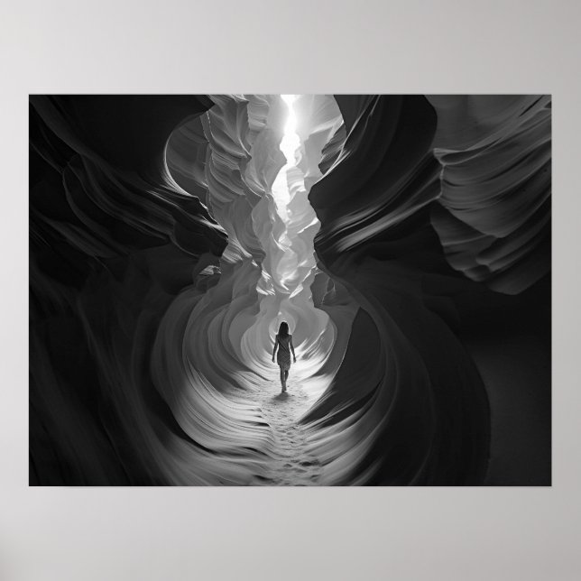 Frauen, die durch ein Canyon Golf B&W Foto gehen Poster (Vorne)