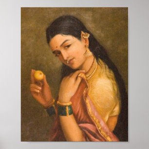 Frauen, die ein Obst von Raja Ravi Varma halten Poster