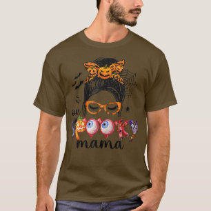 Frauen, die eine Spooky Mama Messy Bun Frauen Hexe T-Shirt