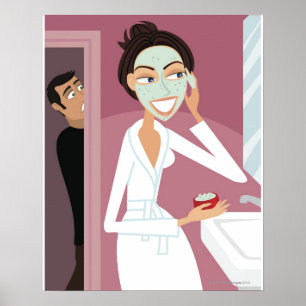 Frauen, die Gesichtsmaske anwenden Poster