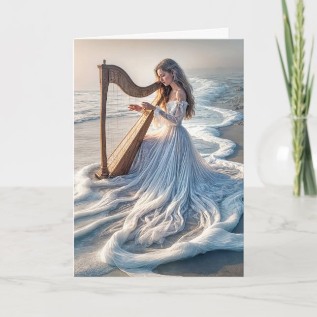 Frauen, die Harfe im Meer spielen Karte (Vorderseite)