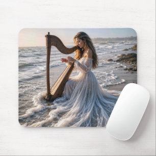 Frauen, die Harfe im Meer spielen Mousepad