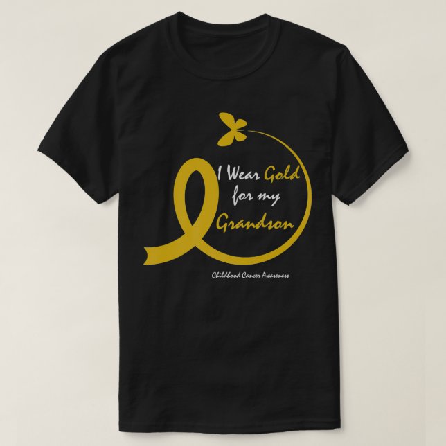 Frauen, die ich Gold für meinen Enkelsohn-Krebs im T-Shirt (Design vorne)