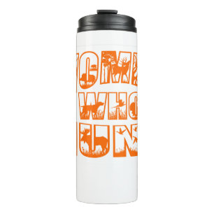 Frauen, die Orange Logo-Thermaltumbler jagen Thermosbecher