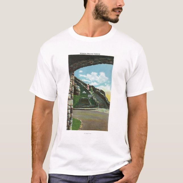 Frauen, die Treppenhaus vom Gipfel absteigen T-Shirt (Vorderseite)