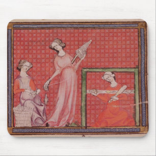 Frauen, die Wollen spinnen Mousepad