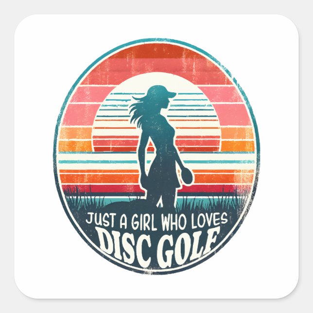 Frauen Disc Golf - Frisbee Golf Female Quadratischer Aufkleber (Vorderseite)