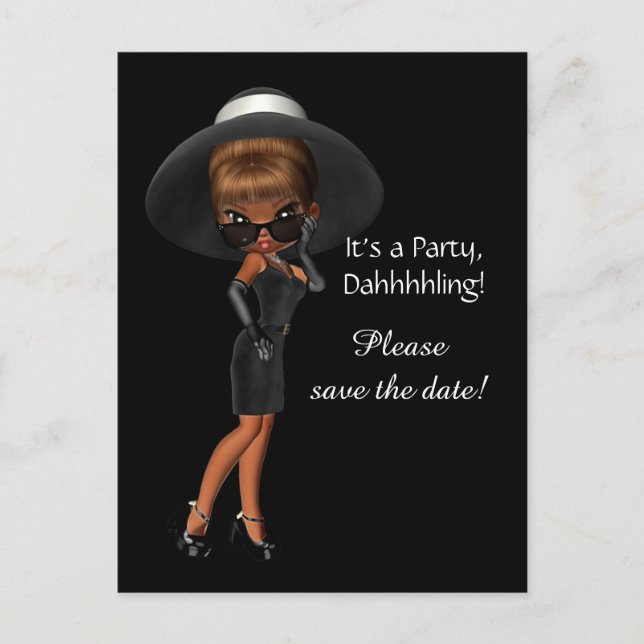 Frauen Diva Save the Date Ankündigungspostkarte (Vorderseite)