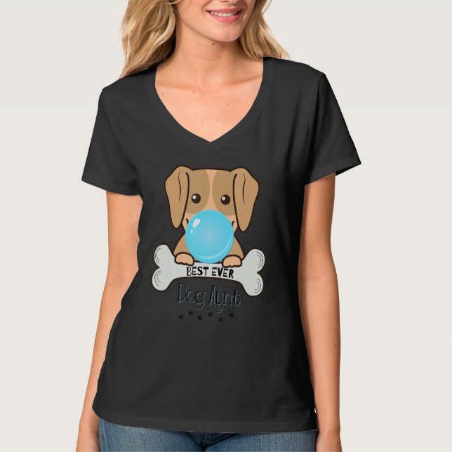 Frauen Dog Tante Funny Beste jemals T-Shirt (Vorderseite)