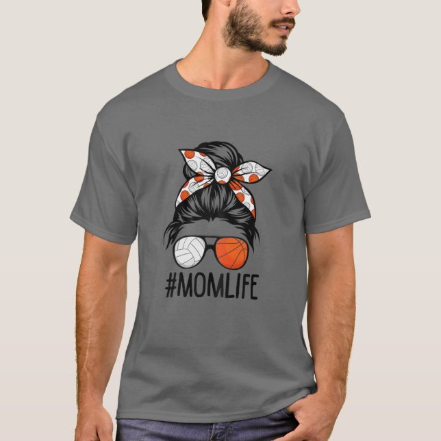 Frauen Dy Mama Life Volleyball Basketball Mütter D T-Shirt (Vorderseite)