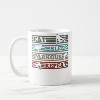 Frauen Eat Sleep Parkour Wiederholen Läuferin Park Kaffeetasse