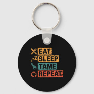 Frauen Eat Sleep Tame Repeat Gamer Dinosaur Trex L Schlüsselanhänger