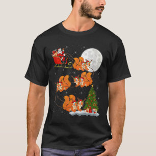 Frauen Eichhörnchen Weihnachtsmann Schlitten Flieg T-Shirt