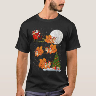 Frauen Eichhörnchen Weihnachtsmann Schlitten Flieg T-Shirt
