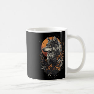 Frauen einsamer Wolf im Herbst – Vollmond Wald Uhr Kaffeetasse