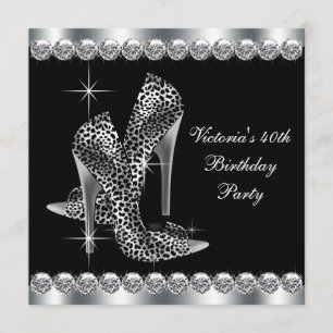 Frauen Elegante Black Birthday Party Einladung