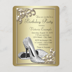Frauen Elegante Elfenbeinküste und Gold Geburtstag Einladung