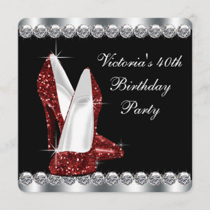 Frauen Elegante Ruby Red Birthday Party Einladung