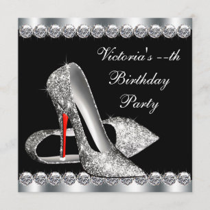 Frauen Elegante Schwarze Geburtstagsparty Einladung