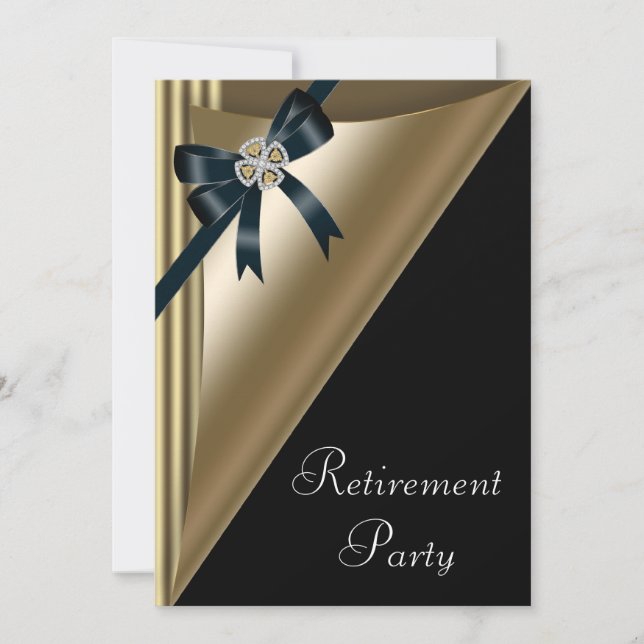 Frauen Elegantes Black Gold Diamond Retirement Par Einladung (Vorderseite)
