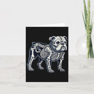 Frauen-Englisch-Bulldogge-Hund-Skelett-Halloween Karte