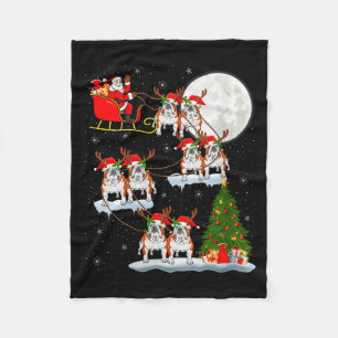 Frauen Englisch Bulldogge Weihnachtsmann Schlitten Fleecedecke