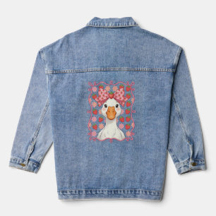 Frauen Erdbeergans Sommer Schleife Jeansjacke